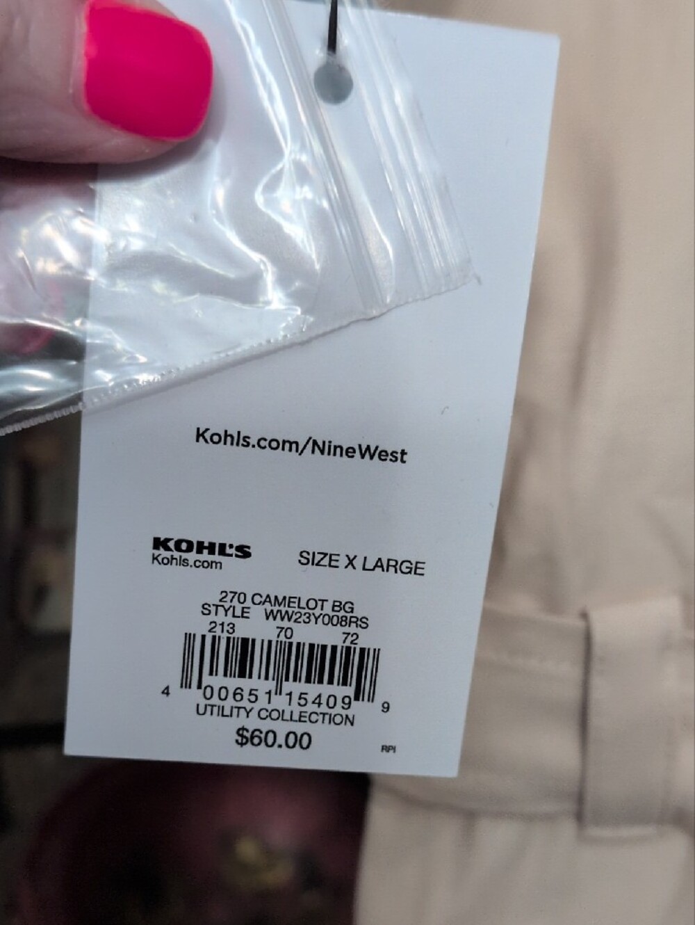 Nine West Soft Blush/Beige Button-Up One Piece Dressy Jumpsuit - Picture 9 of 11
